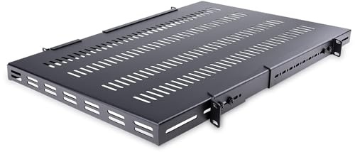 StarTech.com 1U Adjustable Vented Server Rack Mount Shelf - 250lbs - 19.5 to 38in Deep Universal Tray for 19 AV/ Network Equipment Rack (ADJSHELFHDV)