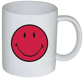 Zak Designs SMILEY Henkelbecher, 35 cl, grapefruit/weiss