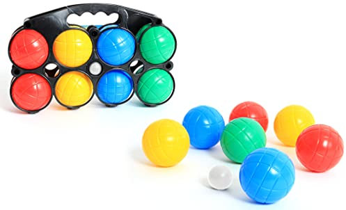 BLUE SKY - 8 Boules De Pétanque - Jeu d'Adresse et de Plein Air - 048055 - Multicolore - Plastique -7 cm - Jouet Enfant - Jeu de Plein Air - À Partir de 3 Ans