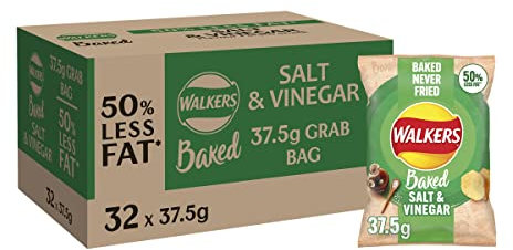 Walkers Baked Salt & Vinegar Snacks Crisps 32 x 37.5g