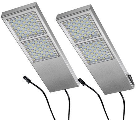 Thebo LED 92 Dino Set mit 2 Leuchten aus Edelstahl in warmweiß und LED Netzteil/Unterbauleuchten/Schrankleuchten/Leuchtensystem/Leuchte