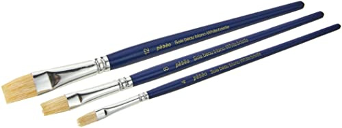 Pebeo 697198 Pinselset, 3-teilig, Borstpinsel, flach Nummer 4, 8, 12