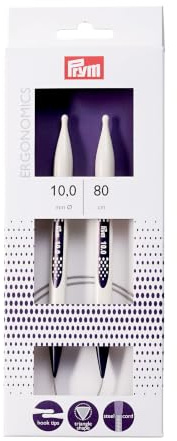 PRYM Rundstricknadel, ergonomisches Design/Nadeln, Kunststoff, Mehrfarbig, 10 mm, 80 cm, Alabasterweiß
