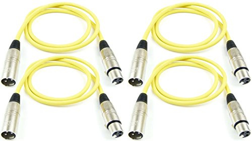 Adam Hall Cables 4 Stück K3MMF0100YEL Mikrofonkabel XLR female auf XLR male DMX Audio Kabel 3 pol polig (1,0 m, Gelb, 4)