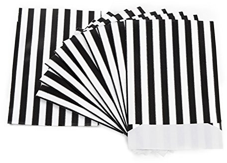 Logbuch-Verlag 50 schwarz weiße Papiertüten Papierbeutel zum Befüllen 13 x 18 cm Geschenkbeutel gestreift für Hochzeit Geburtstag Weihnachten