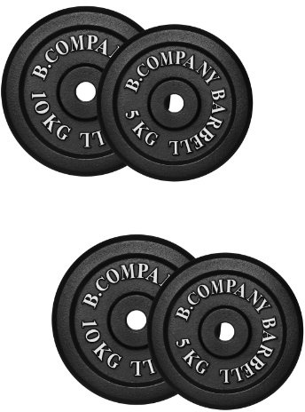 Bad Company Hantelskivor av gjutjärn I viktskivor 30/31 mm I 30 kg (2 x 5 kg, 2 x 10 kg)