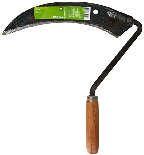 KERBL Sensensichel handgeschmiedet (Sensenschneider mit Schneideschutz & Holzgriff, 33 x 33 x 3,5 cm Sensenwerkzeug) 50340