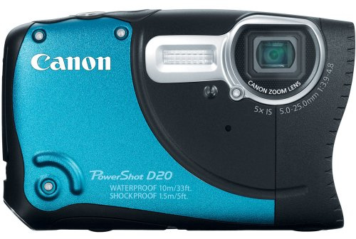 Canon PowerShot D20 12.1 MP CMOS Waterproof Digital Camera with 5X Image Stabilized Zoom 28mm Wide-Angle Lens a 3.0-Inch LCD and GPS Tracking (Blue)
