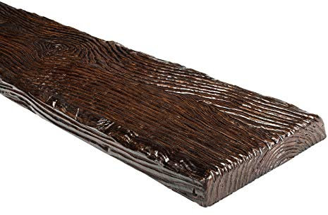 DECO WOOD Dekobrett ET305 aus Polyurethane, 2m Länge, PU Brett Holzoptik (dunkelbraun - 190x35mm) Verzierung Lampe Holzstruktur Scheinbrett