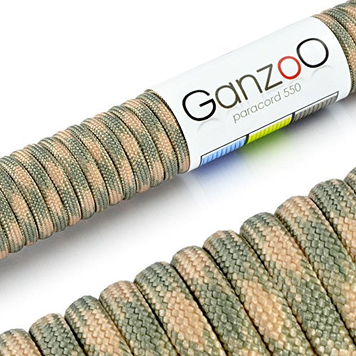 Ganzoo Paracord 550 Seil, Nylon-Polyester, 4mm, Typ 3, 30 Meter, 7 Kernstränge, Outdoor-Schnur, Allzweck-Seil, Hundehalsband, Hundeleine, Armband knüpfen, Camping, Survival - Snake 2