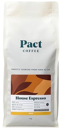 Pact House Espresso, 1kg, Wholebean | Dark Roast, Ethically Sourced, Freshly Roasted, Whole Coffee Beans