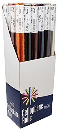 Bright Ideas Cellofan korg inslagning, kreativa konst- och hantverksmaterial (paket med 24 rullar), blandade, 50 cm x 5 m och 4,5 m