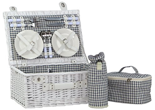 dvier Panier de Pique-Nique Blanc 4 Personnes 48 x 32 x 22 cm