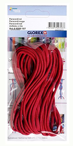 Glorex 6 4000 107 - Paracord rot, 2 x 4 mm, 5 m lang, hoch reißfestes Nylonseil, zum Knüpfen von Armbändern, Leinen und Bändern