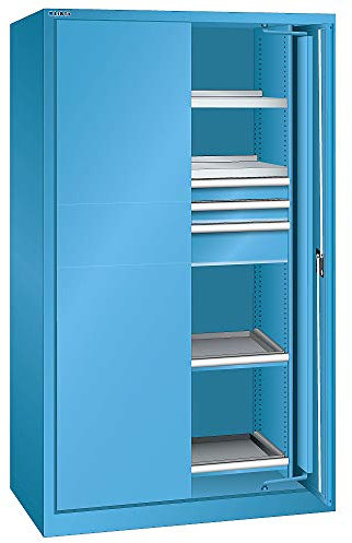 Lista | Schwerlastschrank mit Einschwenktüren Vollblech | Z ylinderschloss | BxTxH 1146x690x1950 mm | RAL 5012 l