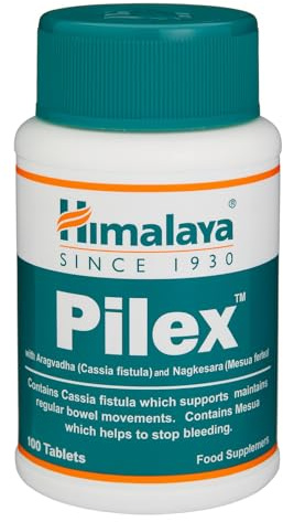Himalaya Pilex Tablets – Natural Haemorrhoid & Piles Relief | Herbal Formula with Neem & Yashad Bhasma | 100% Vegan, Gluten-Free, 100 Tablets | Fast-Acting Support for Pain, Swelling, & Bleeding
