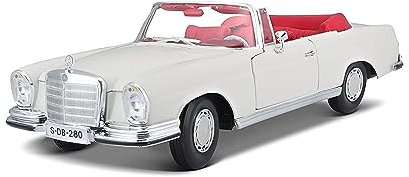 Maisto Mercedes 280SE, Modellauto mit Federung, Maßstab 1:18, Türen und Motorhaube beweglich, Fertigmodell, lenkbar, 24 cm, creme (531811), Cremefarben