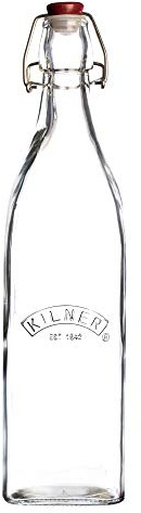 3 x Kilner Bottles - Square Vintage 1 Litre Preserve Glass Bottles with Clip Tops - Ideal for Milk, juices, cordials, Infused Oils, Sloe Gin