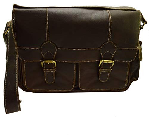 flevado Büffelleder Aktentasche Lehrertasche Unisex geöltes Leder Hochwertig braun