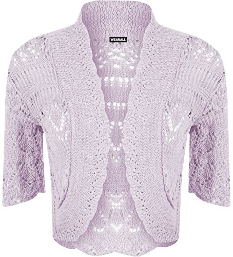 WearAll Ladies Crochet Shrug Knitted Bolero Top Women Cardigan 8-14