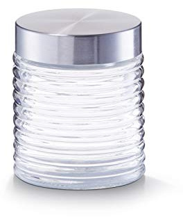 Zeller Vorratsglas gerillt, 650 ml, Edelstahldeckel, Ø10,5 x 12,5 cm