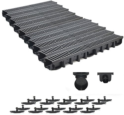 10m Entwässerungsrinne Belastungsklasse B125, 98mm Gußrost komplett SET
