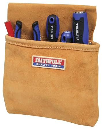 Pochette à Clous Faithfull à Une Poche – Pochette à Outils avec Passant pour Ceinture séparée pour charpentiers, couvreurs et menuisiers – Beige