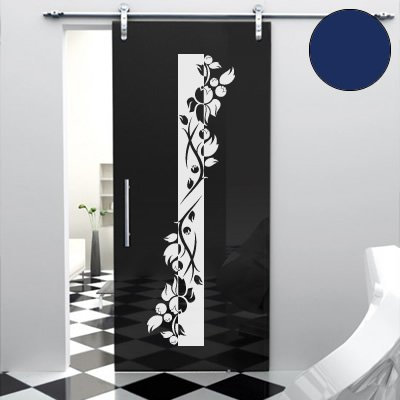 A443 Tür-/Wandtattoo Blumen Banner 180cm x 54cm dunkelblau (erh. in 40 Farben und 7 Größen)