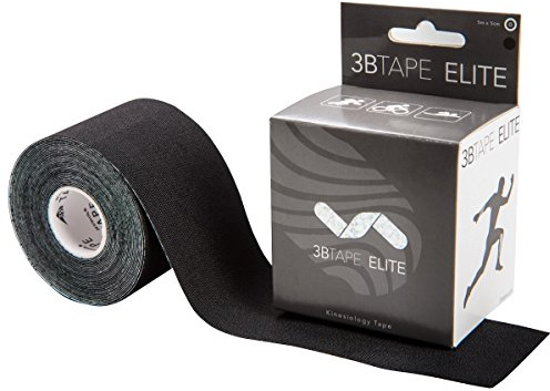 3B Scientific 3BTAPE ELITE Bande Kinésiologique (5m x 5cm) - Bande élastique de soutien des muscles et des articulations pour l'exercice, le sport et la récupération après une blessure - Noir