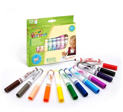 CRAYOLA Mini Kids – Pennarelli Lavabili con Punta Arrotondata, Confezione da 12 Pezzi in Colori Assortiti, Età Consigliata: 12 Mesi - 5 Anni