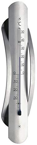 TFA Dostmann Analoges Innen-Außen-Thermometer, wetterfest, aus Aluminium, Silber, L 67 x B 24 x H 290 mm