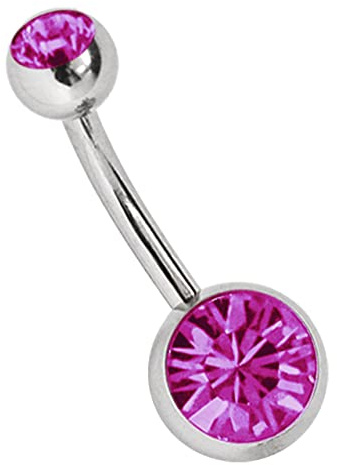 Titan Bauchnabel Piercing 1,6 mm mit Zirkonias rund in 8 mm + 5 mm