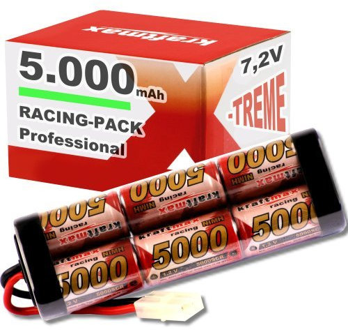 Kraftmax RC Hochleistungs Akku mit Tamiya-Stecker - 7,2V / 5000mAh / NiMH - Racing-Pack Inline L2x3