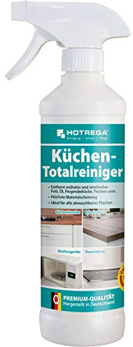 HOTREGA Küchen-Totalreiniger 500 ml | Fettlöser Sprühflasche | Orangenduft | Reiniger für Arbeitsplatten, Spülen & Kochfelder | Ideal auf Naturstein, Edelstahl oder Glas | Streifenfreie Sauberkeit