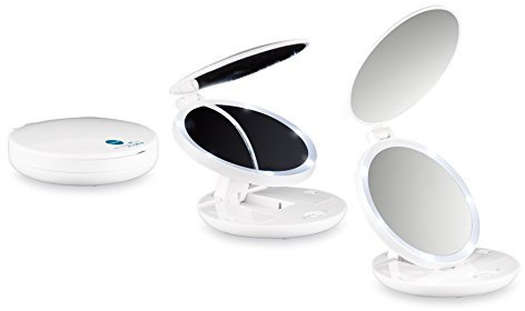 MACOM, Mini Doppio Specchio Cosmetico e Luminoso da Viaggio, Ingrandente 7x, Diametro 11,5 cm, Sensation 218 Pocket Mirror