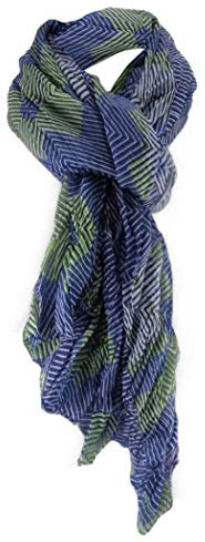 TigerTie Chiffon Schal in dunkelblau grün grau gemustert - Gr. 180 x 90 cm