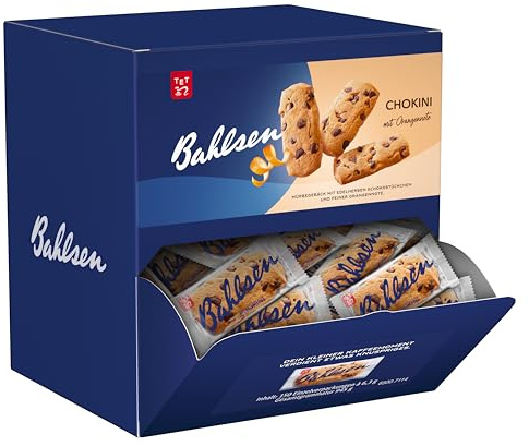Bahlsen Chokini - Mürbegebäck mit Schokostückchen, ca. 150 Stück | Einzelpackungen – zartes Mürbegebäck mit dunklen Schokostückchen & feiner Orangennote, ideal für Theke, Bäckerei & Büro
