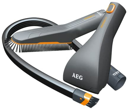 AEG AKIT12 munstyckesuppsättning (360° Home & Car Kit, detaljrengöring, mjuk borste, flexibelt skrevmunstycke, mini-turbomunstycke, för dammsugare med 36 mm ovalt rör, grå)