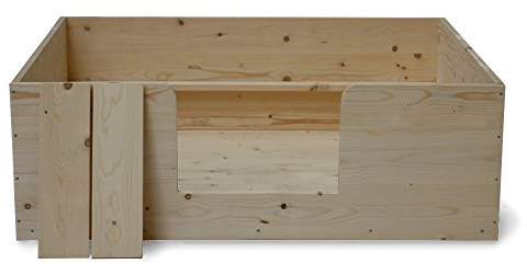 SunnyDogs Wurfkiste Welpen 140x120x40 cm, Kiefernholz, mit Ausgang | Große Wurfkiste für Welpen mit den Maßen 140 × 120 × 40 cm aus naturbelassenem Kiefernholz.