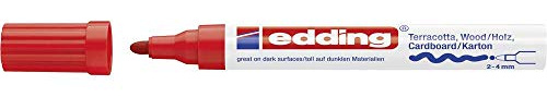 edding 4000 Farbmarker matt - 1 Marker - Rundspitze 2-4 mm - rot - zum Beschriften und Dekorieren auf rauen, dunklen oder porösen Oberflächen - ideal für Terrakotta, Karton, Holz