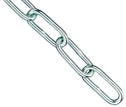 Faithfull FAICHCUT40Z Zinc Plated Steel Chain 4 mm Link Dia. x 2.5M (8ft 2 Inch) Length 120 kg Load Limit, silver