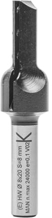 ENT 20040 Wendeplatten - Nutfräser HW, Schaft (S) 8 mm, Durchmesser (D) 8 mm, NL 20 mm, Z1, GL 63 mm