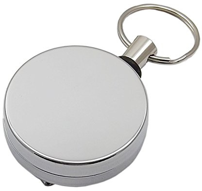 myledershop Metall Rollmatik Schlüsselkette in Silber | Extra Reißfeste Schnur