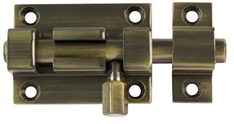 Amig - Perno di sovrapposizione per porte Mod.700-40 x 37 mm - Chiusura di sicurezza per chiusura orizzontale o verticale - in ottone con finitura pelle - Include tirafondi