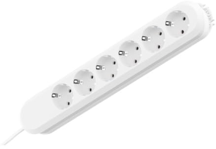 BACHMANN Steckdosenleiste SMART 6-Fach 5m Mehrfachsteckdose Weiß 381.249K (Befestigung durch Anschraublöcher und praktische Kabelaufwicklung)