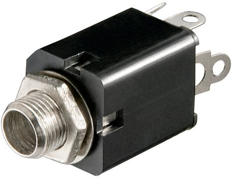 5er Set Klinkeneinbaubuchse - 6, 35mm - Stereo, Plastikausführung mit Schaltkontakt