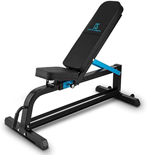 CAPITAL SPORTS Adjustar Hantelbank klappbar - Trainingsbank mit 7-Winkel-Rückenlehne, Schrägbank mit neigbarer Sitzfläche, Tragkraft: max. 300 kg, Stahlrahmen, pflegeleicht, schwarz-blau