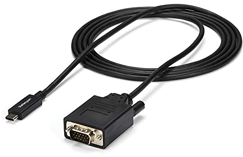 StarTech Cable Activo USB-C a VGA de 2m - 1920x1200 - 1080p (CDP2VGAMM2MB) | De portátil a monitor VGA, Modo DP Alt HBR2, Conector macho a macho