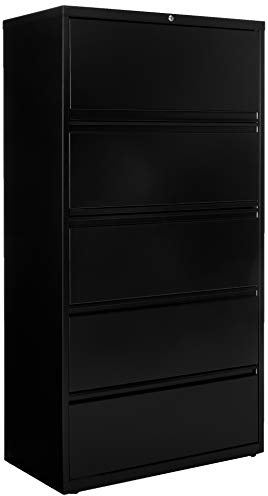 Lorell 5-Drawer Lateral File, 36 by 18-5/8 by 67-11/16-Inch, Black
