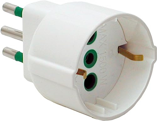 FANTON 87120 Adattatore semplice spina italiana 2P+T 10A presa schuko 2P+T 16A Bianco